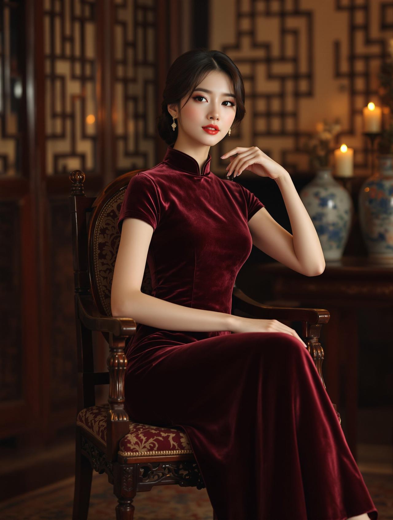 福利cos | 丝绒旗袍室内写真